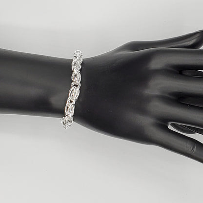 .925 Sterling Silver geometric chain link bracelet