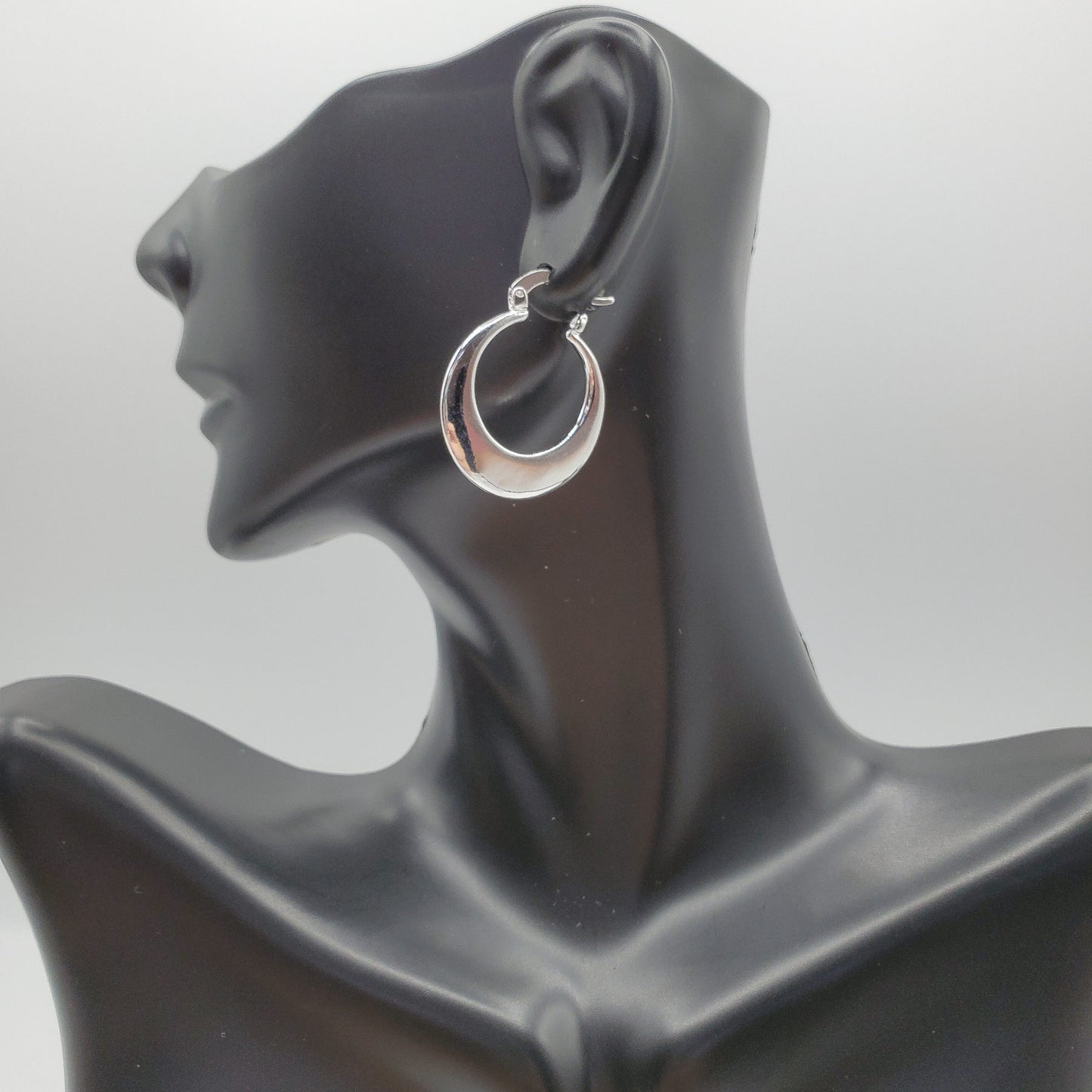 .925 Sterling Silver Moon hoop earrings