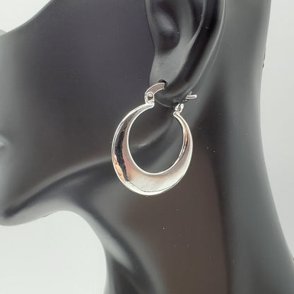 .925 Sterling Silver Moon hoop earrings