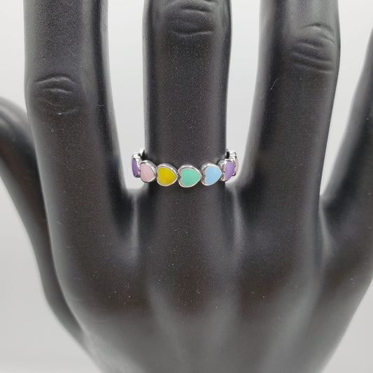 Stackable Rainbow Heart .925 Sterling Silver Ring