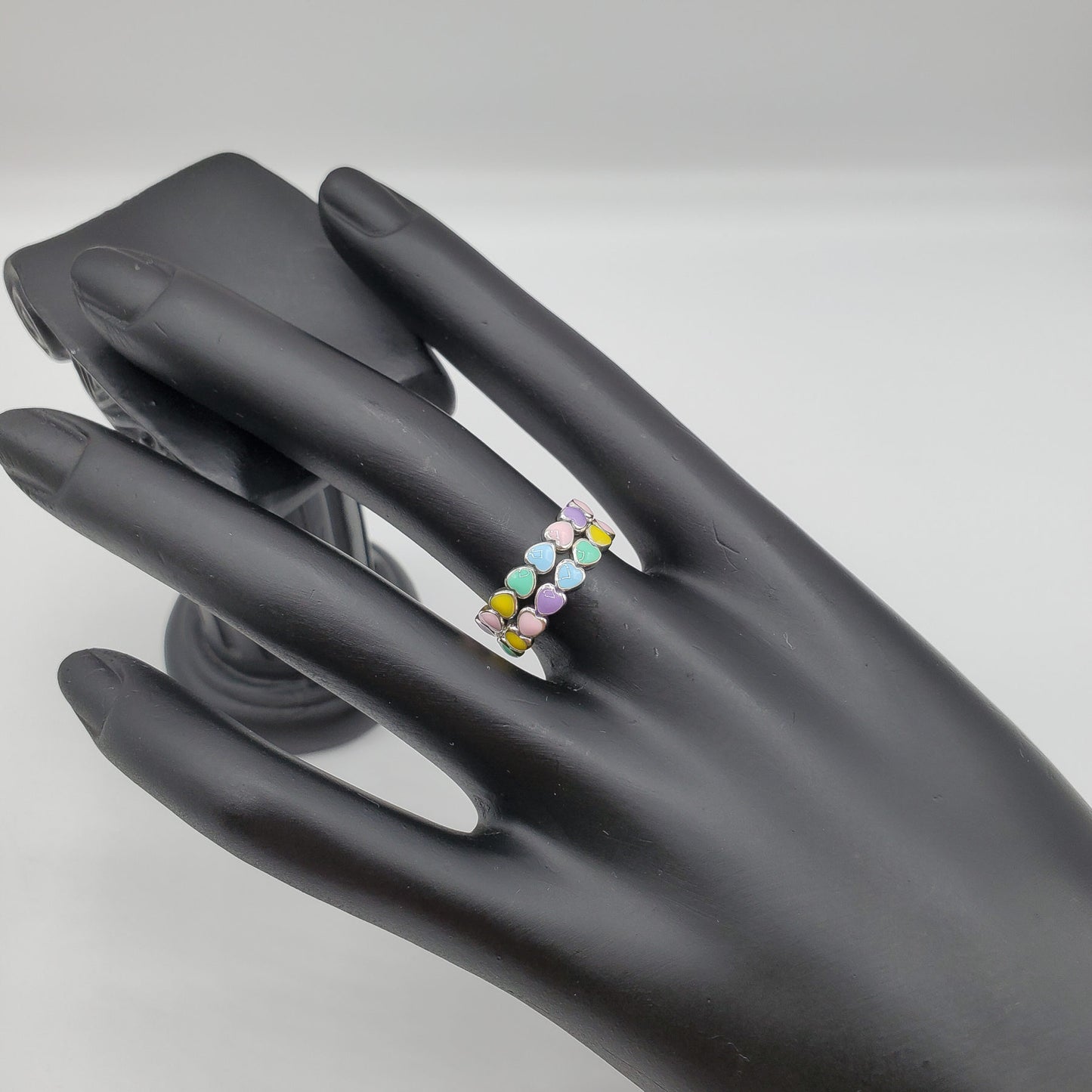 Stackable Rainbow Heart .925 Sterling Silver Ring