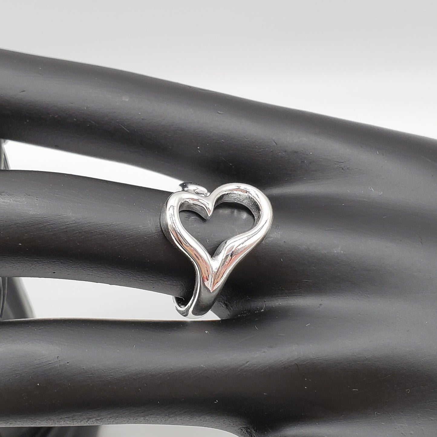 .925 Sterling Silver Open Heart Ring