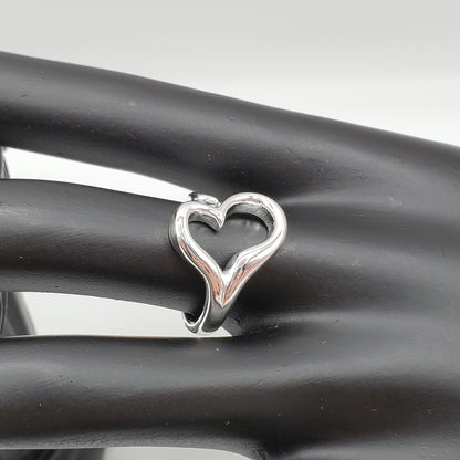 .925 Sterling Silver Open Heart Ring