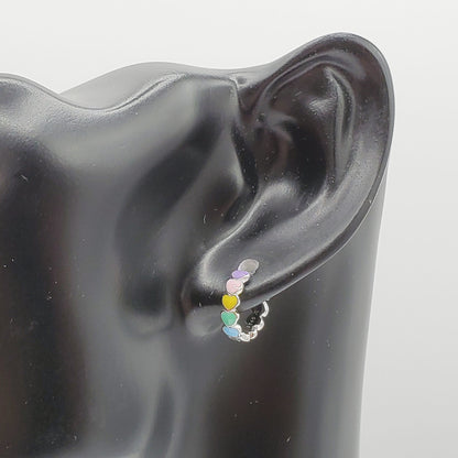 12mm rainbow heart shaped huggie earrings