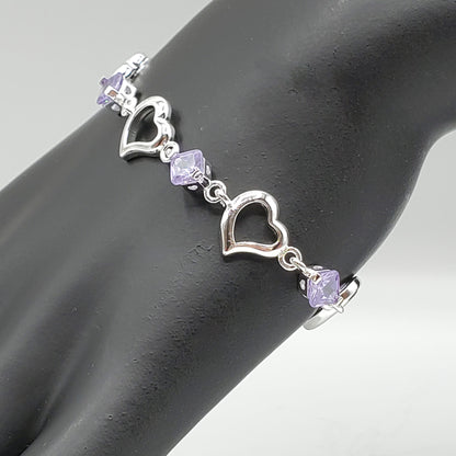 .925 sterling silver open heart bracelet