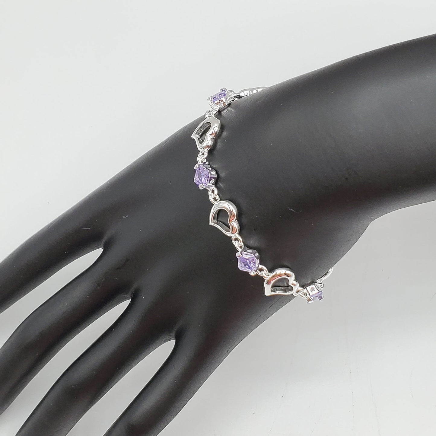 .925 sterling silver open heart bracelet