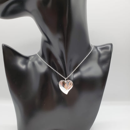 Layered .925 Sterling Silver Heart Pendant