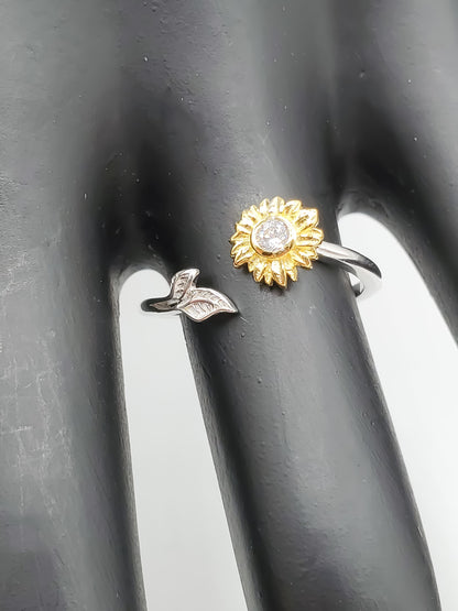 .925 Sterling Silver Sunflower Ring