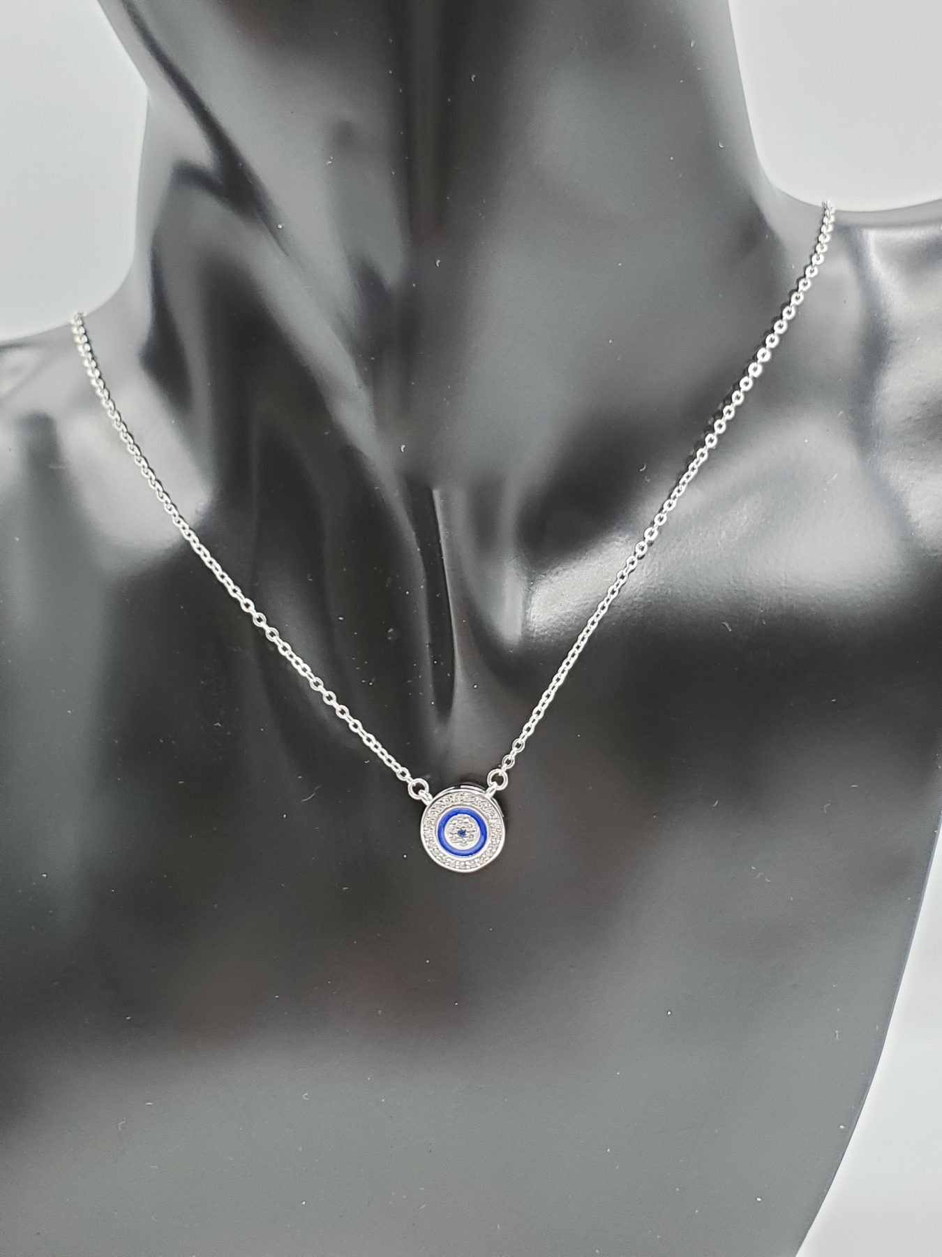 .925 Sterling Silver lucky eye necklace