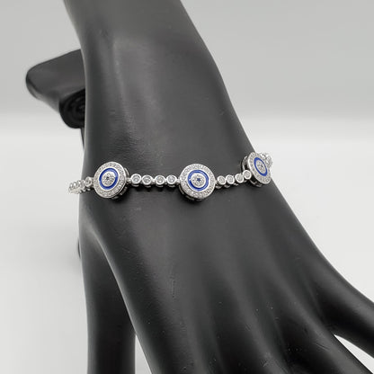 .925 Sterling silver lucky eye tennis bracelet