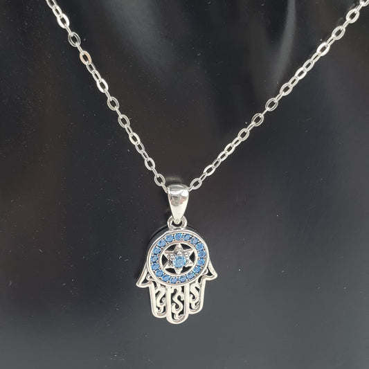 .925 Sterling Silver Fatima's guarding hand necklace