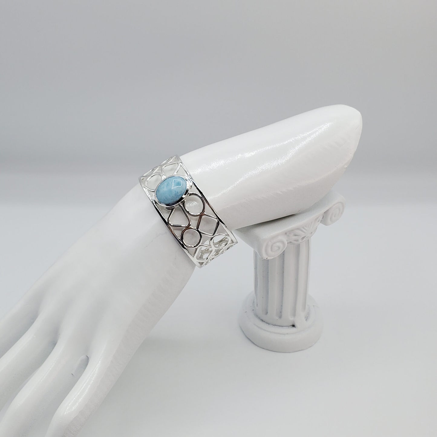 Larimar filigree cuff bracelet