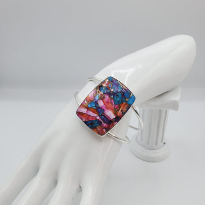 Pink oyster turquoise cuff bracelet and ring set.