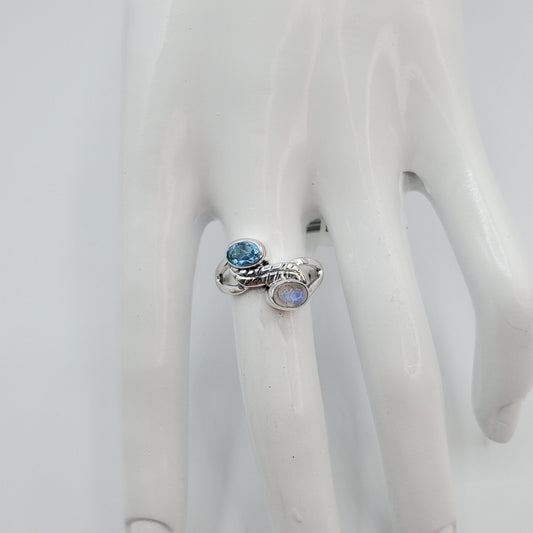 Moonstone and Blue Topaz ring