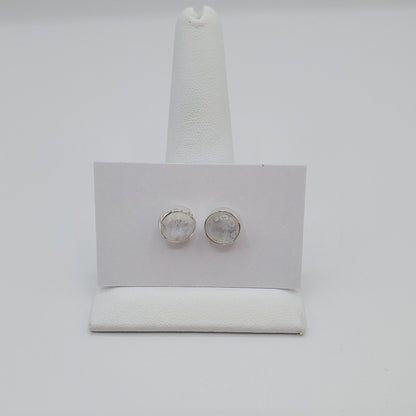 Rainbow Moonstone Cabochon stud earrings