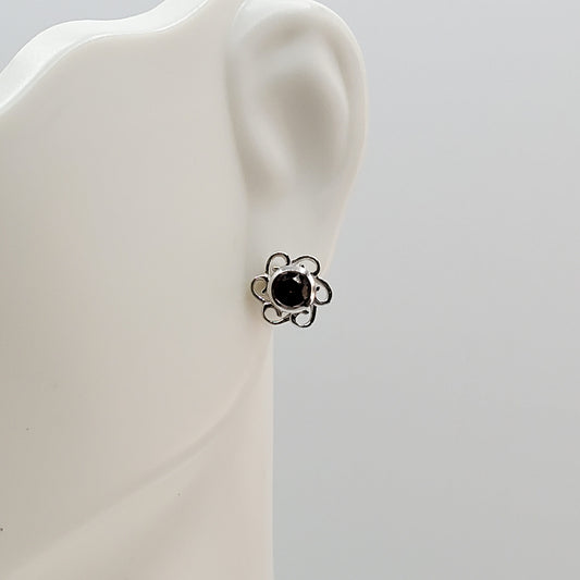 Garnet Flower Stud Earrings