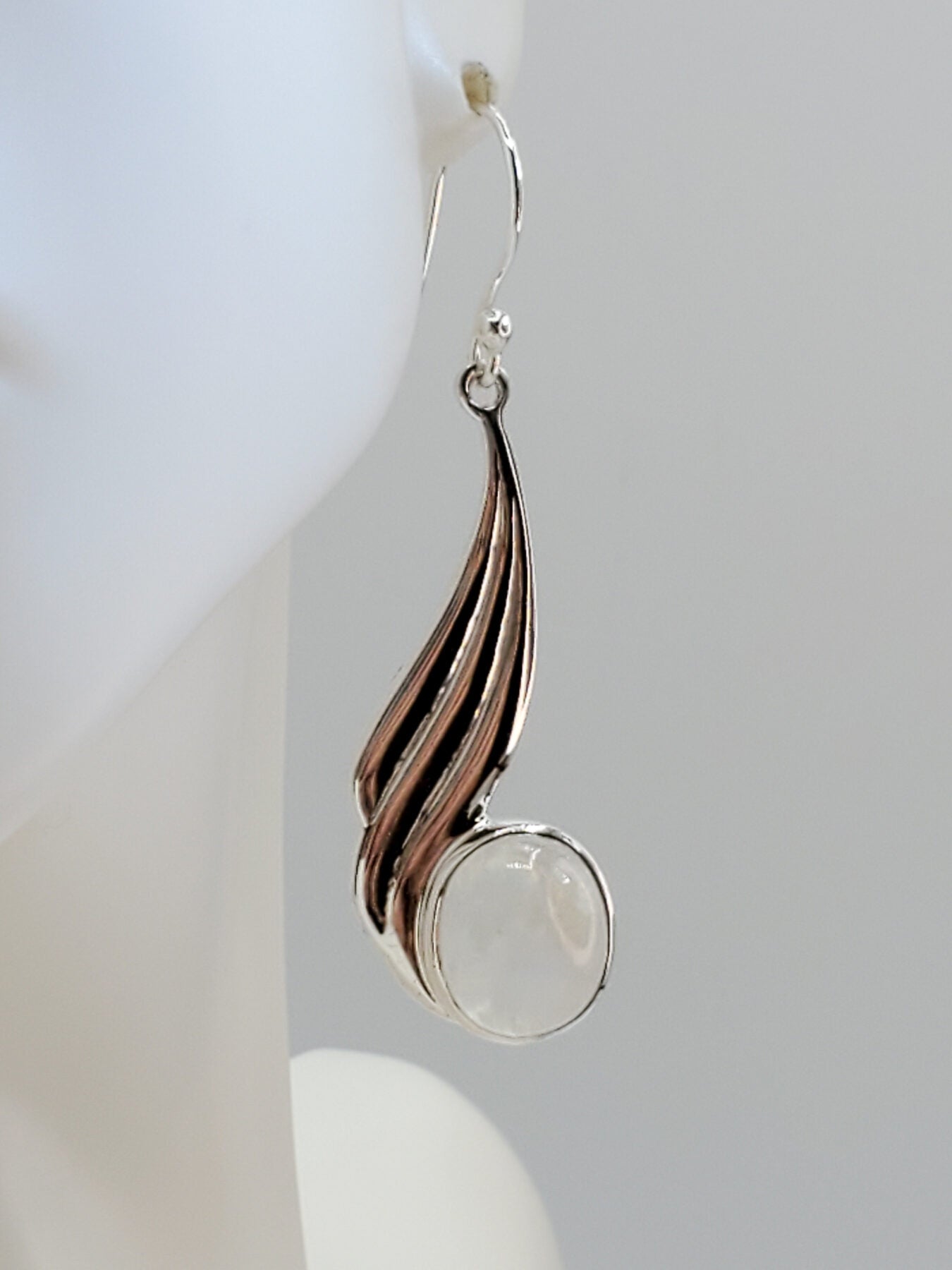 Sterling Silver Moonstone Wave Earrings