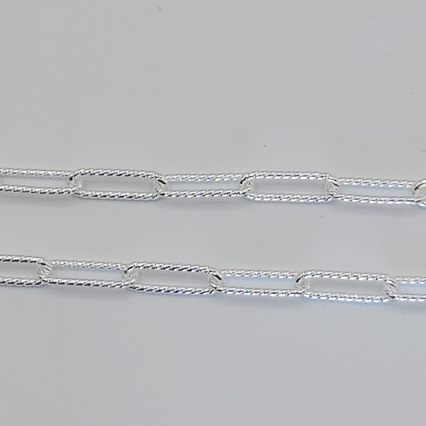 Diamond cut sterling silver rectangular chain necklace