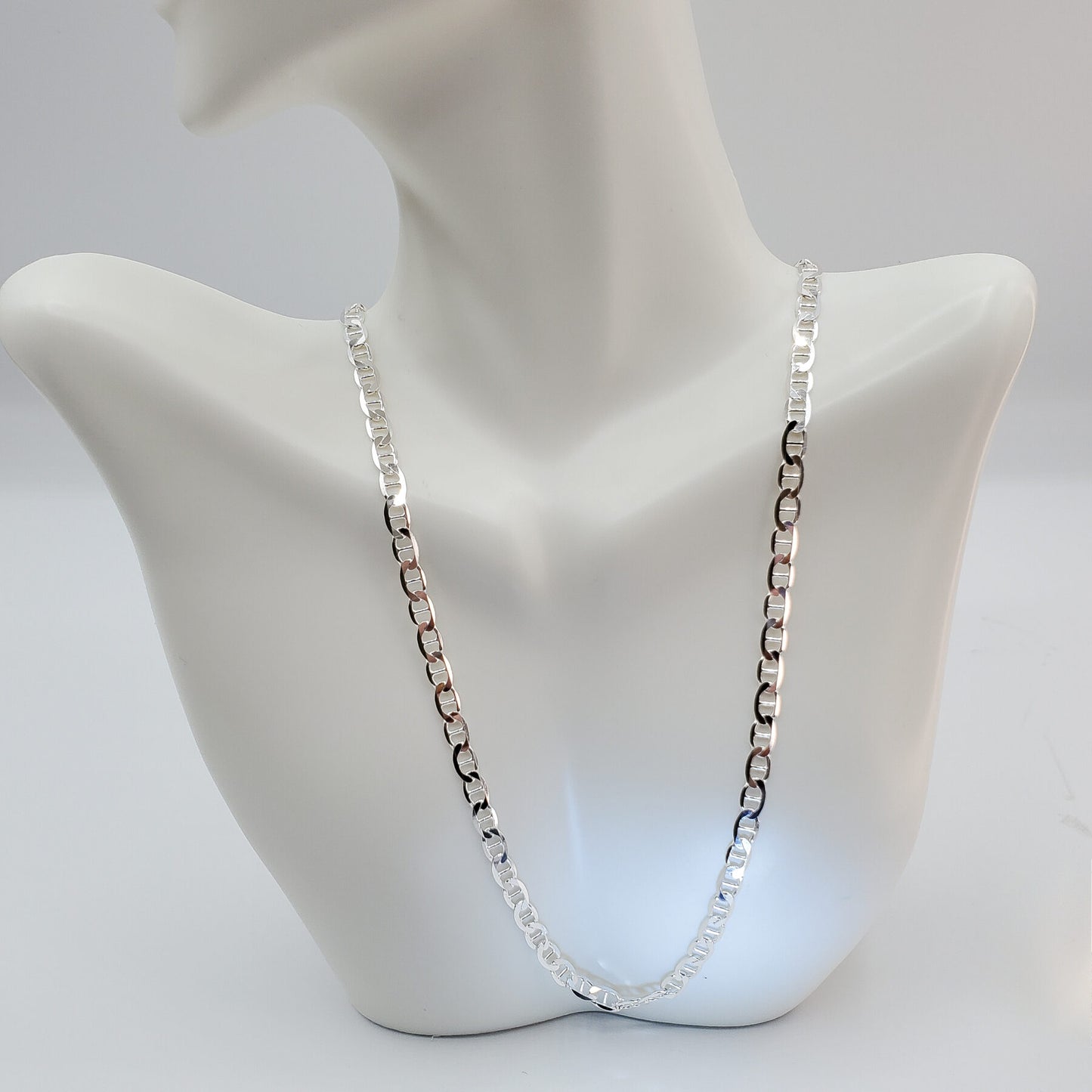 Solid sterling silver Figueroa style chain necklace