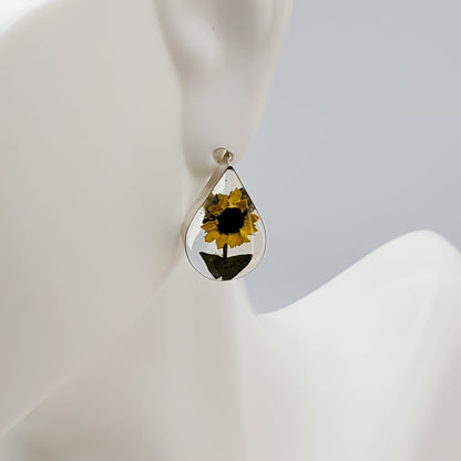 Teardrop sunflower stud earrings