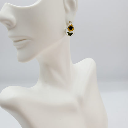 Teardrop sunflower stud earrings