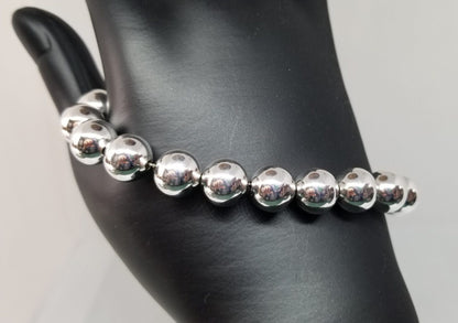 Silver Bead Bracelet with 8mm silver pearls