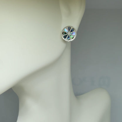 Abalone Shell Floral Design Stud Earring