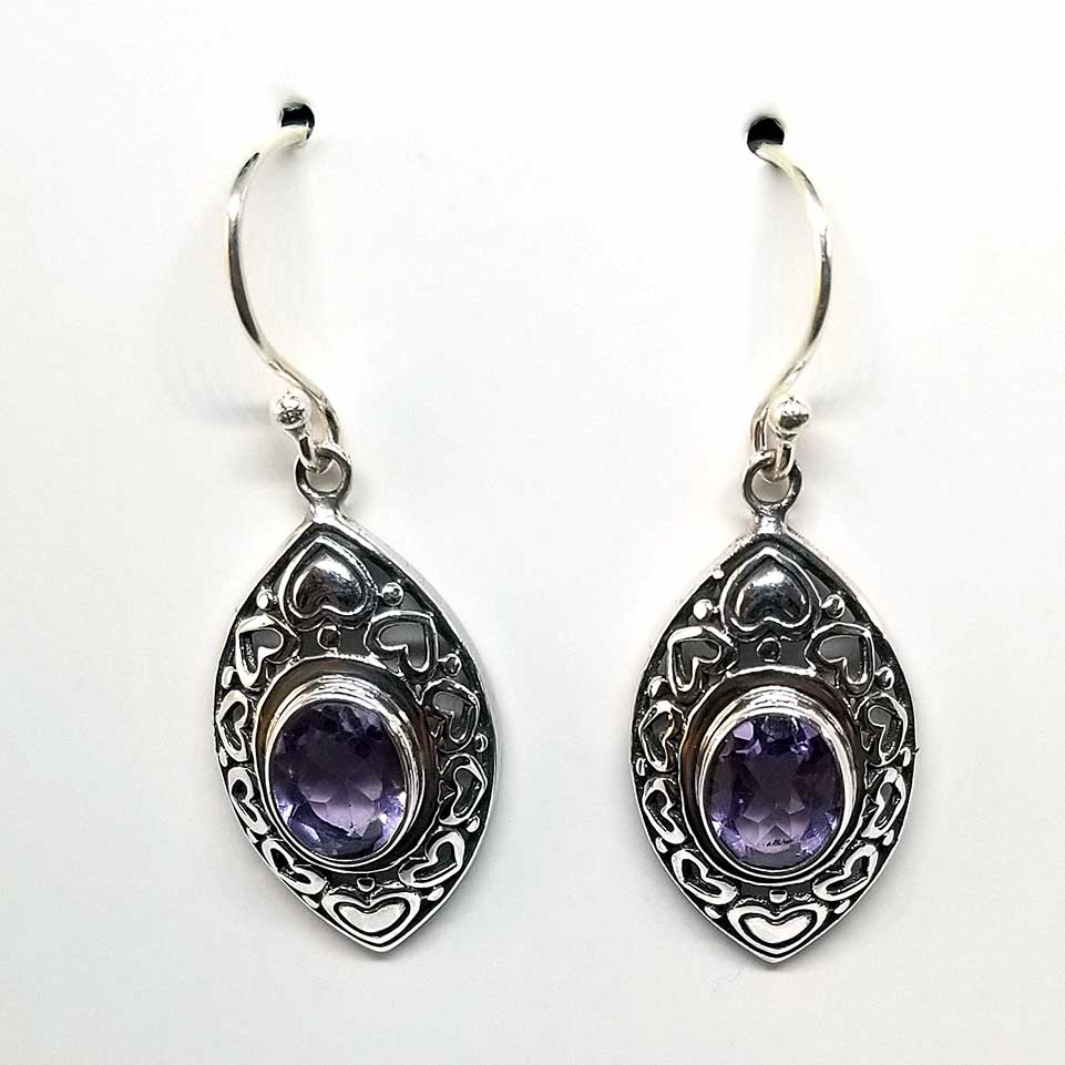 Amethyst Heart Filigree Dangle