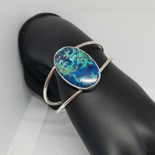 Oval Azurite Cuff Bracelet