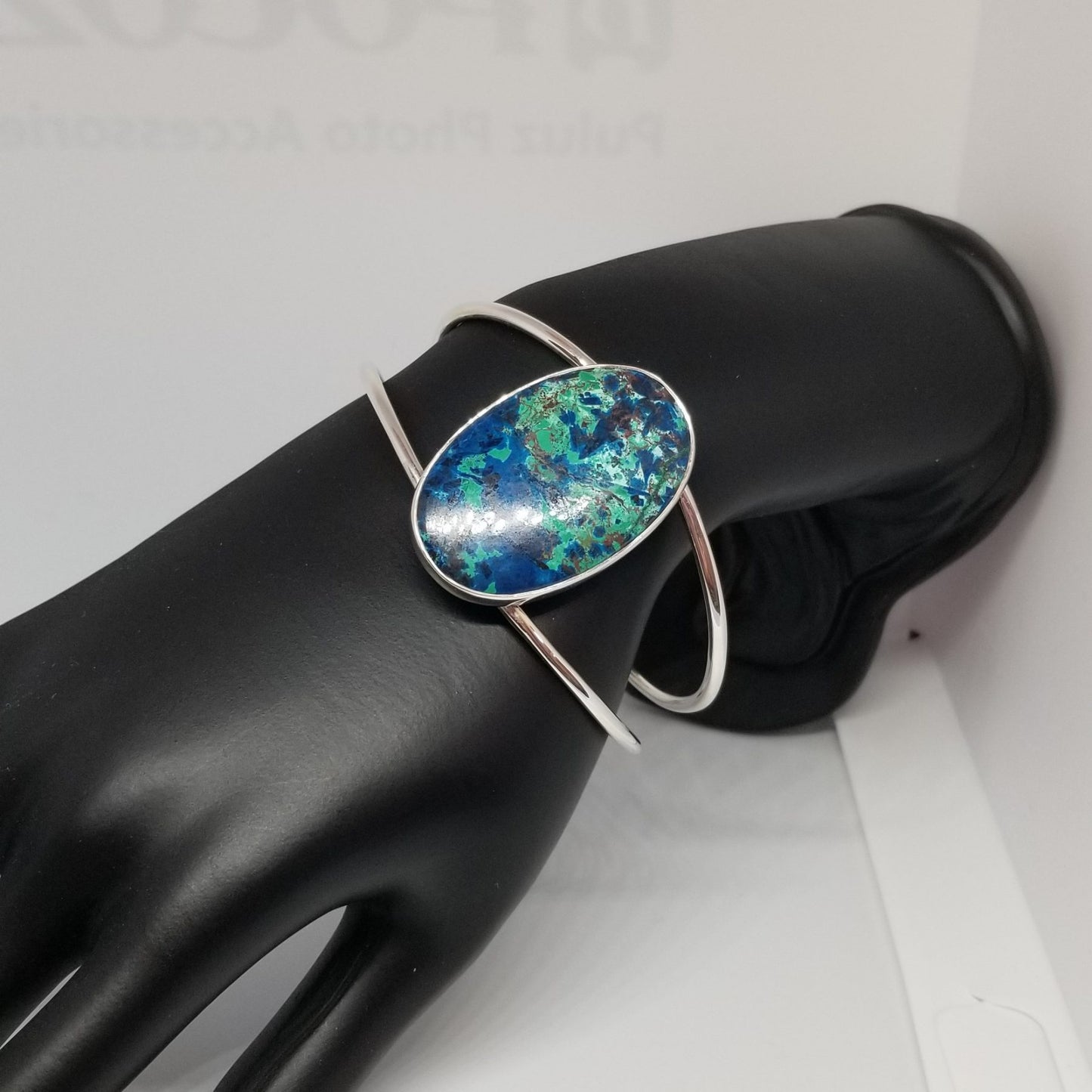 Oval Azurite Cuff Bracelet