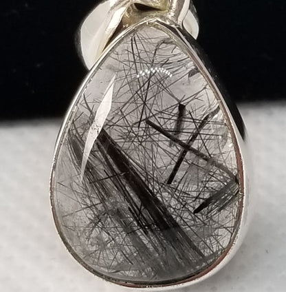 Black Rutile Raindrop Shaped Pendant