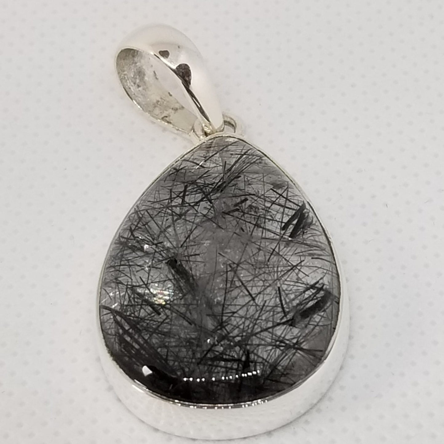 Black Rutile Agate Teardrop Pendant