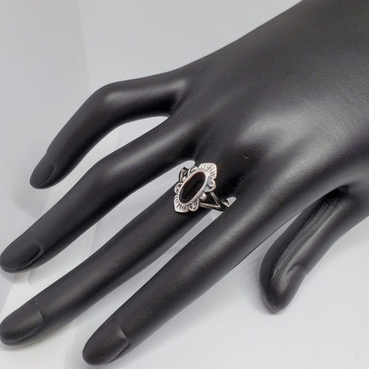 Bali Style Black Onyx .925 Sterling Silver