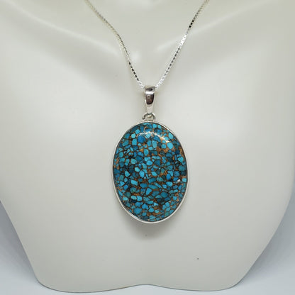 Oval Blue Copper Turquoise Pendant