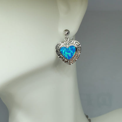 Blue Opal Filigree Heart Earring and Necklace gift set