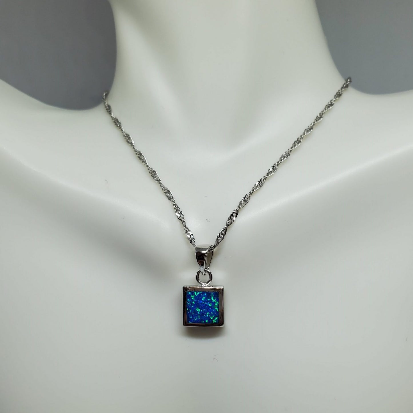 Minimalist Blue Princess Cut Pendant