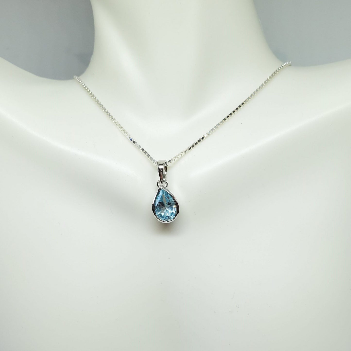 Minimalist Light Blue Topaz Pendant