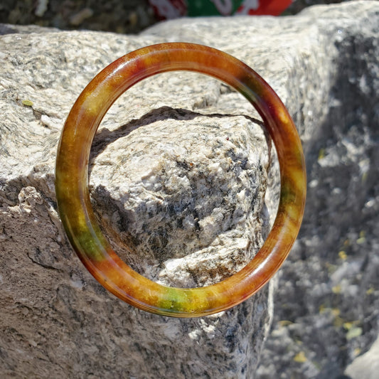 Rare Red and Green Jade Bangle Bracelet