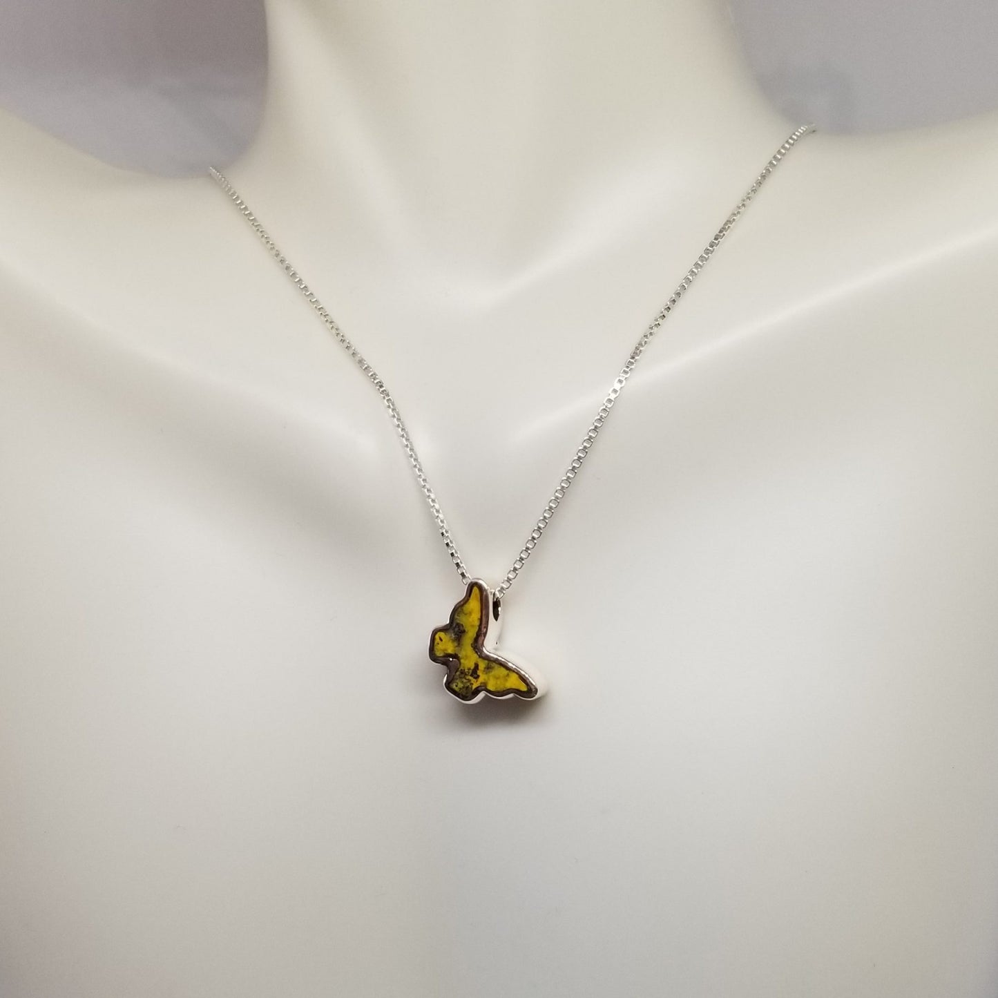 Minimalist Natural Citrine Butterfly Pendant with 20" Silver Chain