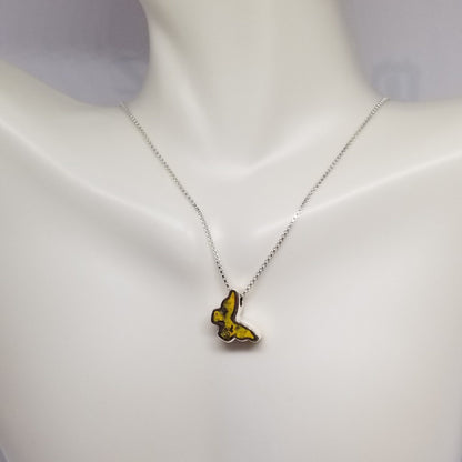 Minimalist Natural Citrine Butterfly Pendant with 20" Silver Chain