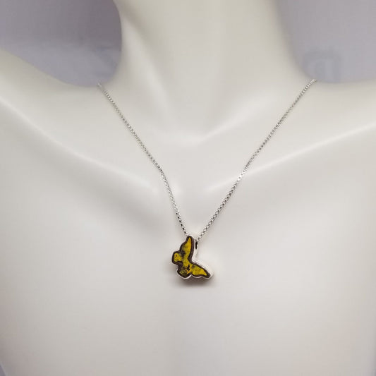 Minimalist Natural Citrine Butterfly Pendant with 20" Silver Chain