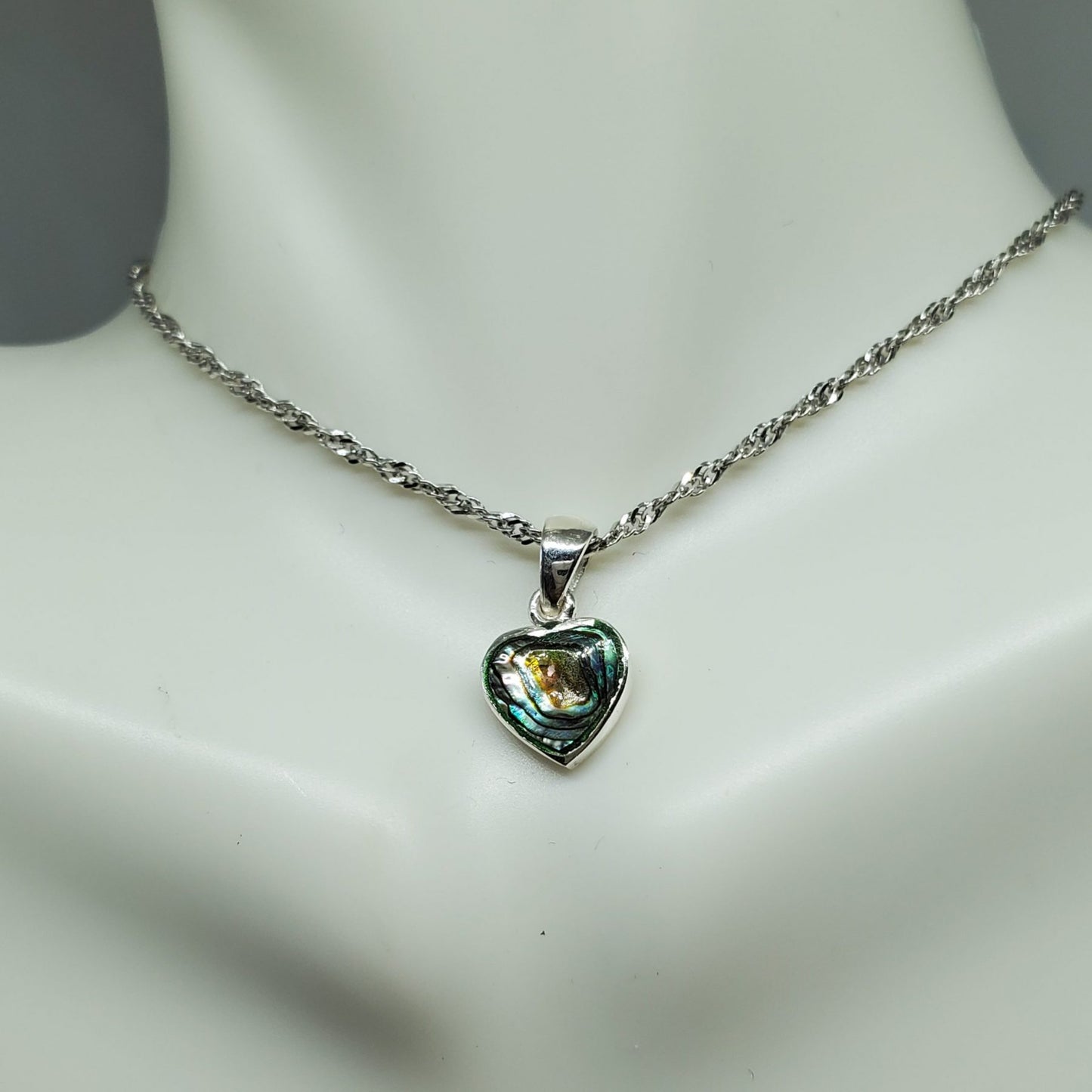 Delicate Abalone Heart Earring and Necklace Gift Set