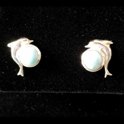 Dolphin Larimar Earring Studs