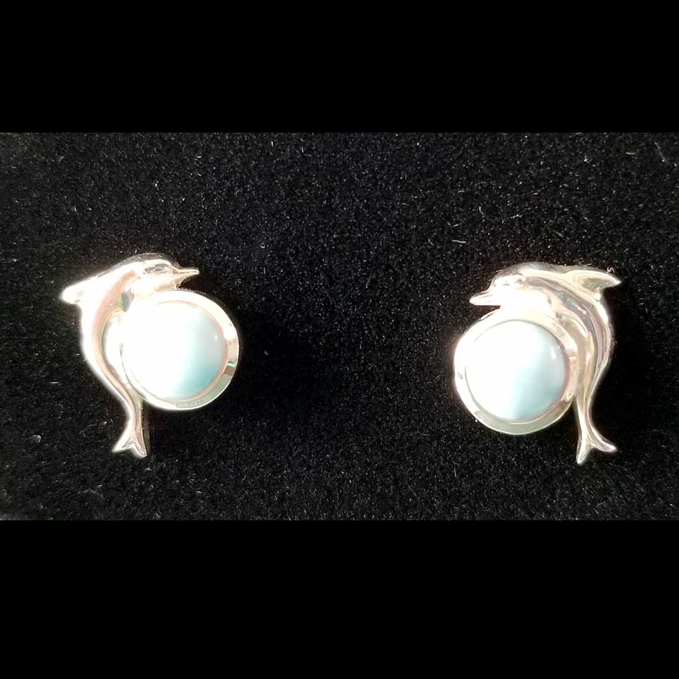 Dolphin Larimar Earring Studs