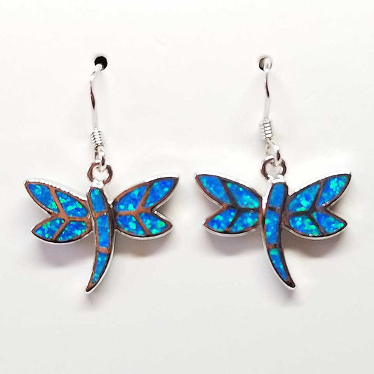 Blue Opal Dragonfly Earrings