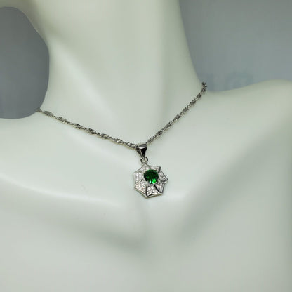 Crown Emerald Earring and Necklace Gift Set