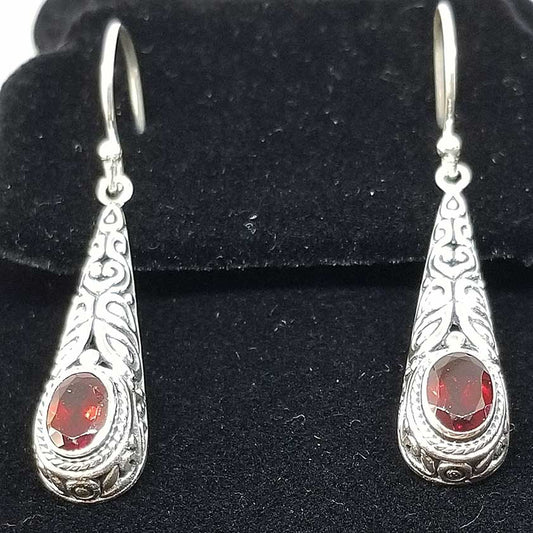 Garnet Balinese Style Dangle