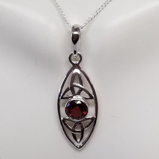 Minimalist Garnet pendant with matching earrings