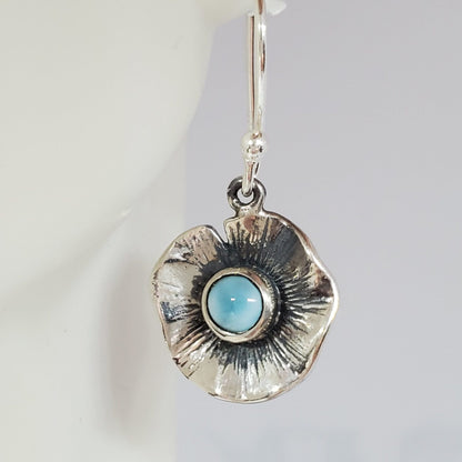 Larimar Poppy Flower Dangle Earring