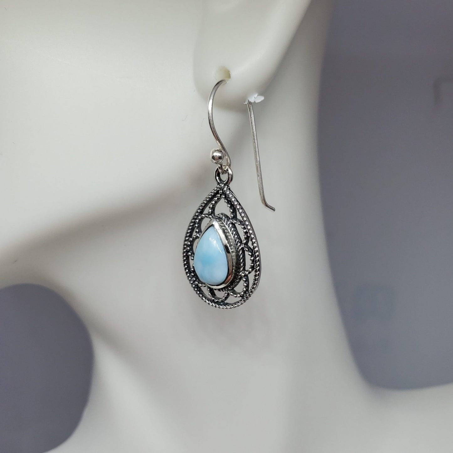 Larimar Filigree Dangle Earring